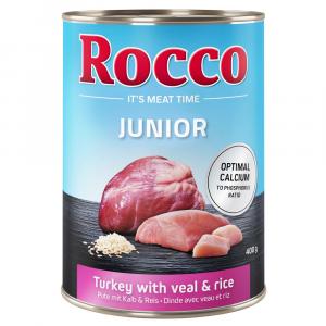 10 + 2 gratis! Rocco Junior/Senior, 12 x 400 g - Junior, indyk i serca cielęce z ryżem