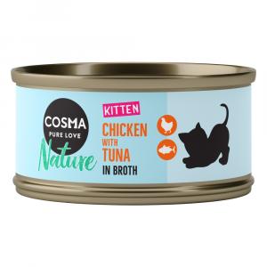 Cosma Nature Kitten dla kociąt, 6 x 70 g - Kurczak z tuńczykiem