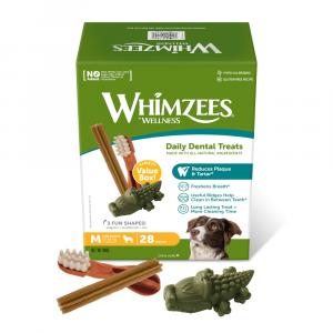Whimzees by Wellness, mix przysmaków - Rozmiar M: dla średnich psów (12 - 18 kg, 28 szt.)