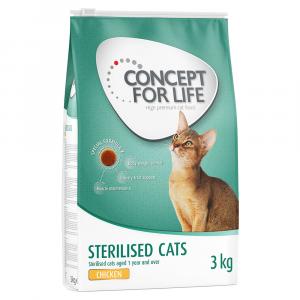 Concept for Life Sterilised Cats, kurczak - ulepszona receptura - 3 kg