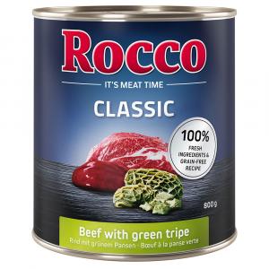 10% taniej! Rocco, karma mokra dla psa, 24 x 800 g - Classic, wołowina i zielone żwacze