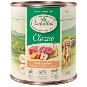 5 + 1 gratis! Lukullus Naturkost, mokra karma, 6 x 800 g - Kaczka i cielęcina (bez zbóż)