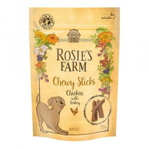 Rosie's Farm Chewy Sticks, kurczak z indykiem - 3 x 70 g