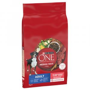 Purina ONE Medium/Maxi Adult, wołowina i ryż - 2 x 7 kg