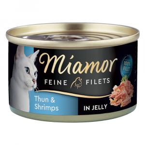 Megapakiet Miamor Feine Filets w puszkach, 24 x 100 g - Tuńczyk z krewetkami
