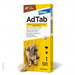 AdTab™ tabletki do rozgryzania i żucia przeciw pchłom i kleszczom dla psów - 1szt., 225 mg, dla psów o wadze 5,5 - 11 kg