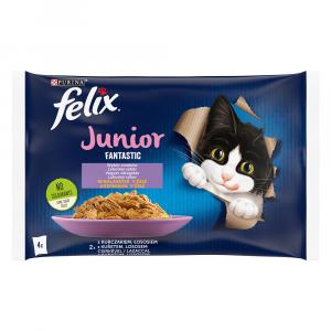 Felix Junior Fantastic, w galarecie, 4 x 85 g - Łosoś i kurczak