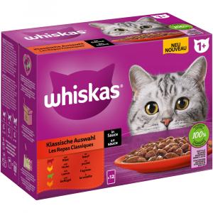 Whiskas 1+ Adult, saszetki, 12 x 85 g - Wybór dań klasycznych w sosie