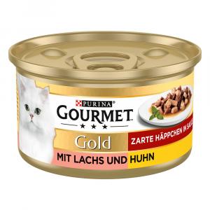 Gourmet Gold Kawałki w sosie, 12 x 85 g - Łosoś z kurczakiem