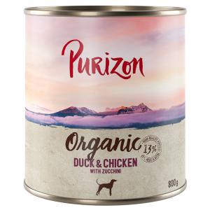 Korzystny pakiet Purizon Organic, 12 x 800 g - Biokaczka i biokurczak z biocukinią