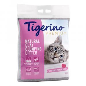 Korzystny dwupak: Tigerino, żwirek dla kota, 2 x 12 kg - Zapach pudru dziecięcego