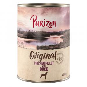 Korzystny pakiet Purizon Original, 12 x 400 g - NOWOŚĆ: filet z kurczaka z kaczką, marchwią i jeżynami