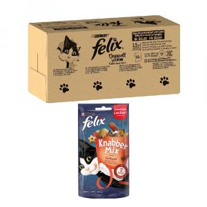 Felix: karma mokra dla kota w galarecie, 120 x 85 g + KnabberMix Grill, przysmak, 60 g gratis! - Fantastic, So gut wie es aussieht, podwójny smak