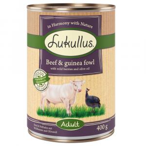 Lukullus Naturkost Adult, 6 x 400 g - Wołowina i perliczka