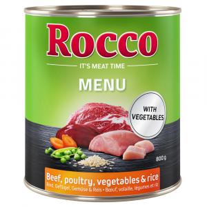 Rocco Menu, 6 x 800 g - Wołowina i kurczak z warzywami i ryżem