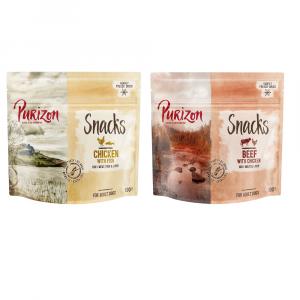 Pakiet próbny Purizon Snack, 2 x 100 g - Wołowina z kurczakiem / Kurczak z rybą