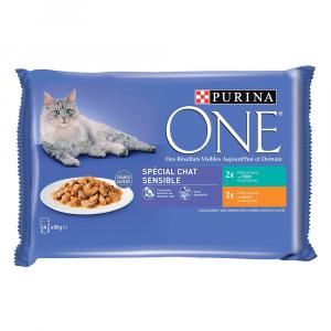 PURINA ONE Batch 8 x 85 g dla kotów - wrażliwy kot - kurczak, tuńczyk