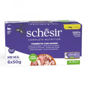 Schesir Complete Nutrition, filet w galarecie, 6 x 50 g - Tuńczyk z wołowiną