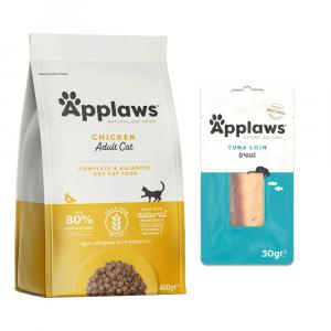 Applaws, karma sucha dla kota, 350/400 g + Applaws Cat Loin, polędwica z tuńczyka, 30 g gratis! - Adult z kurczakiem, 400 g
