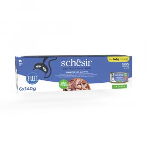 Schesir Complete Nutrition, filet w galarecie, 6 x 140 g - Tuńczyk z białorybem