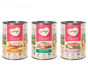 20 + 4 gratis! Feringa Classic Meat Menu, 24 x 400 g - Pakiet mieszany 1 (Królik i indyk, drób, łosoś i indyk)