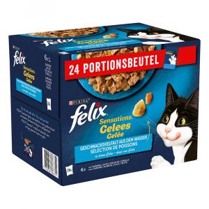 15% taniej! Felix, karma mokra dla kota, 20 / 24 / 80 x 85 g - Sensations w saszetkach, rybna różnorodność w galarecie, 24 x 85 g