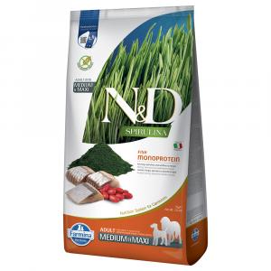 N&D Dog Spirulina Adult Medium/Maxi, śledź - 2 x 7 kg