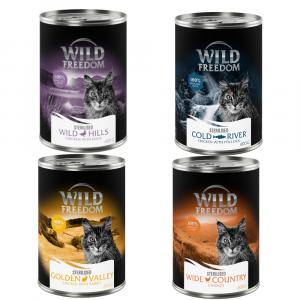 Wild Freedom Adult Sterilised, 12 x 400 g - bez zbóż - Pakiet mieszany (2x czysty kurczak, 2x czarniak i kurczak, 1x królik, 1x kaczka)