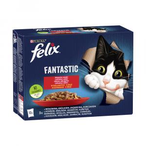 Korzystny pakiet Felix Fantastic, 24 x 85 g - Wołowina, królik, jagnięcina i kurczak