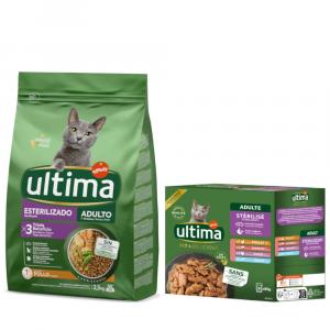 Ultima: 2,5 kg / 3 kg karma sucha + karma mokra, 4 x 70 g / 8 x 85 g gratis! - Cat Sterilized Adult, kurczak, 2,5 kg + Sterilised Cat, Pakiet mieszany I (4 smaki), 8 x 85 g