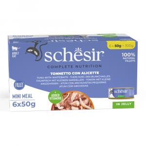 Schesir Complete Nutrition, filet w galarecie, 6 x 50 g - Tuńczyk z białorybem