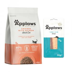 Applaws, karma sucha dla kota, 350/400 g + Applaws Cat Loin, polędwica z tuńczyka, 30 g gratis! - Adult z kurczakiem i łososiem, 400 g
