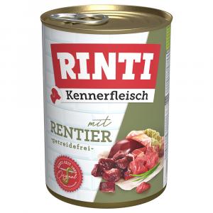 Megapakiet RINTI Kennerfleisch, 24 x 400 g - Renifer