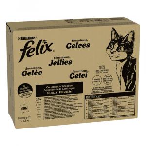 64 + 16 gratis! Megapakiet Felix, karma mokra dla kota, 80 x 80 g / 85 g - Fanastic, Tender Slices, So gut wie es aussieht, Sensations Countryside (4 smaki), 80 x 85 g