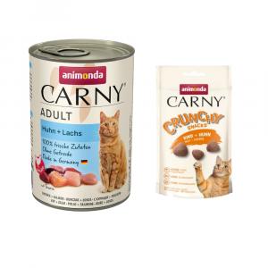 Animonda Carny Adult: karma mokra dla kota, 6 x 400 g + Crunchy, wołowina z kurczakiem, 50 g gratis! - Kurczak z łososiem