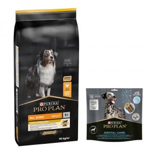 PURINA PRO PLAN: karma sucha + Dental Care dla dużych psów, 426 g (12 sztuk) gratis! - All Sizes Adult Light/Sterilised, kurczak i ryż, 14 kg