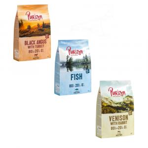 Pakiet próbny Purizon 3 x 1 kg, bez zbóż - Wołowina Black-Angus i indyk, Dziczyzna i królik, ryba