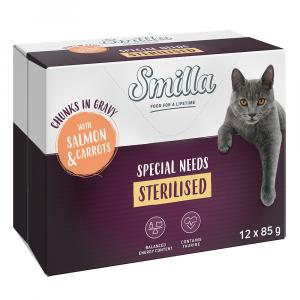 Megapakiet Smilla kawałeczki w sosie, z warzywami, 24 x 85 g - Sterilised: łosoś z marchewką
