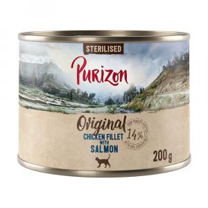 Purizon Original, 12 x 200 g, bez zbóż - Sterilised: Filet z kurczaka z łososiem