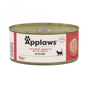 5 + 1 gratis! Applaws w bulionie, karma dla kota, 6 x 156 g - Pierś z kurczaka z kaczką