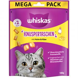 Whiskas Temptations, chrupiące poduszeczki - Kurczak z serem, 2 x 180 g