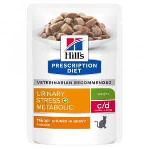 24 + 12 gratis! Hill's Prescription Diet, karma mokra dla kota, 36 x 85 g - c/d Multicare Stress + Metabolic, kurczak