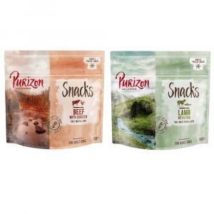 Pakiet próbny Purizon Snack, 2 x 100 g - Wołowina z kurczakiem / Jagnięcina z rybą