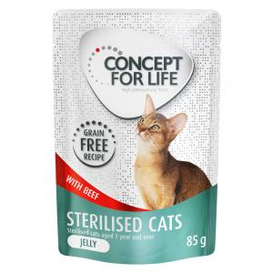 Concept for Life Sterilised Cats w galarecie, wołowina - bez zbóż - 48 x 85 g