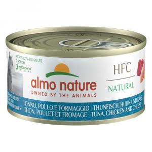 5 + 1 gratis! Almo Nature HFC Natural, karma mokra dla kota, 6 x 70 g - Tuńczyk, kurczak i ser