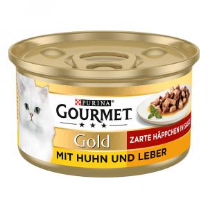 Megapakiet Gourmet Gold Kawałki w sosie, 48 x 85 g - Kurczak z wątróbką