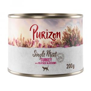 Purizon Single Meat, 12 x 200 g - Indyk z kwiatami wrzosu