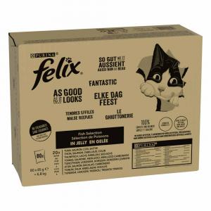 70 + 10 gratis! Megapakiet Felix, 80 x 80 g / 85 g - So gut wie es aussieht, w galarecie, Mixpakiet ryb 1 (tuńczyk, łosoś, dorsz, czarniak), 80 x 85 g