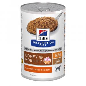 24 + 12 gratis! Hill's Prescription Diet, karma mokra, 36 x 350 g / 360 g / 370 g - k/d + Mobility, kurczak, 36 x 370 g