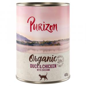 Korzystny pakiet Purizon Organic, 12 x 400 g - Biokaczka i biokurczak z biocukinią